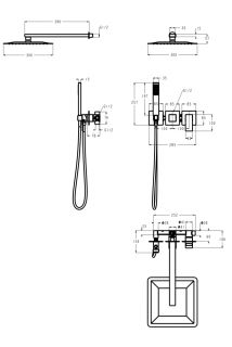 Душевая система скрытого монтажа Grocenberg GB5080BG с Картриджем Kerox (Венгрия) Графит